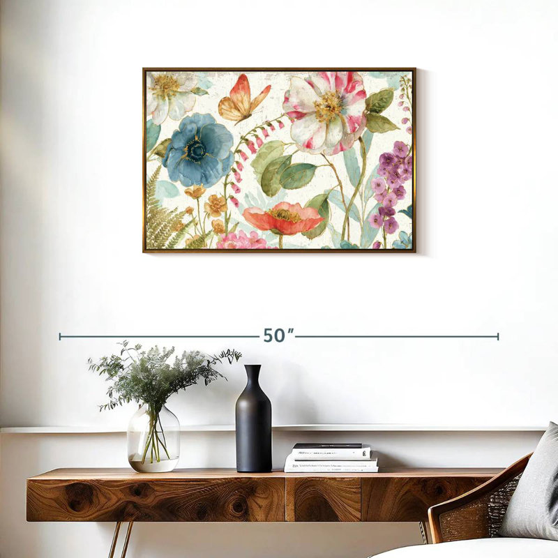Rainbow Seeds Fleurs sur bois, Cadre flottant doré, 31 po x 21 po