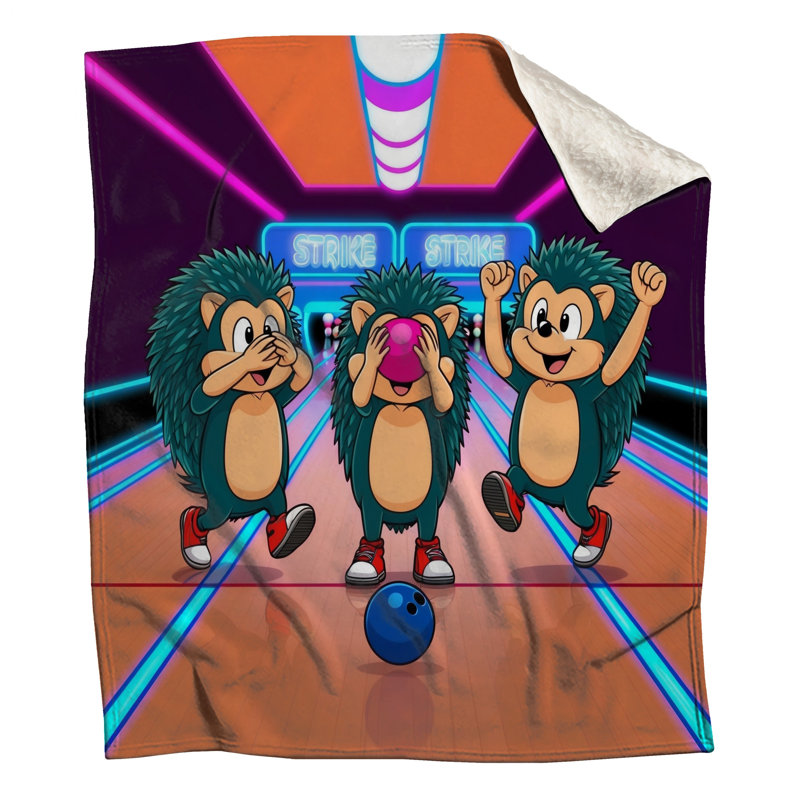 Cartoon Hedgehogs Bowling Blankets, 60in W x 80in H