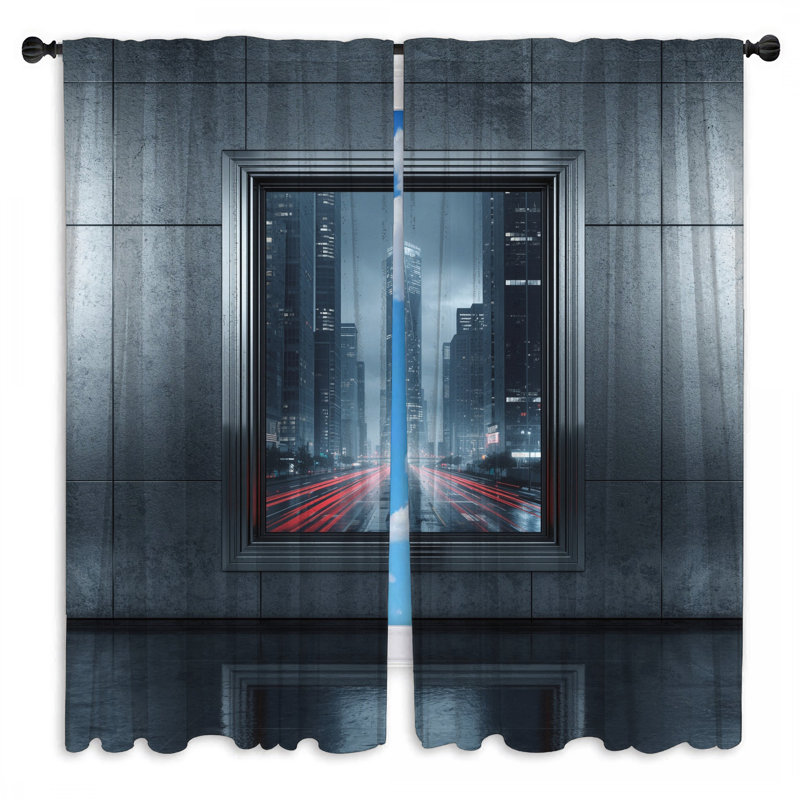 Photographie de paysage urbain encadrée, rideaux de fenêtre obscurcissant et obscurcissant - 2 panneaux