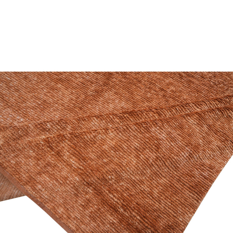 Solid Wool Silk Blend Rug - 10' x 14', Gold