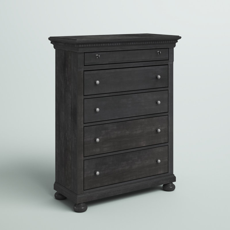 Commode en bois massif à 5 tiroirs l 41 po Waylon