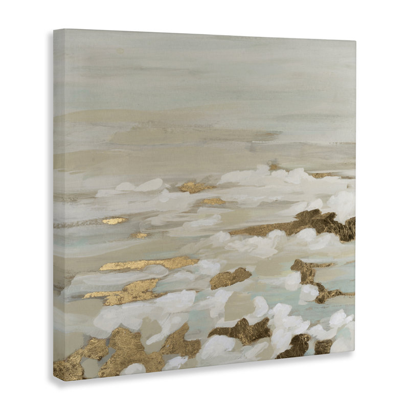 Toile à vagues abstraites Gilded Surf, design par June Erica Vess, H 17 po x l 17 po