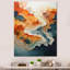 «Abstract Orange and Blue River Ink I», reproduction d'art sur toile abstraite en marbre-97184480-97184483