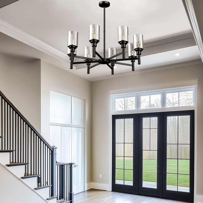 Chandelier with Glass Accents, 80cm, 4800 Lumens, 8 Lights