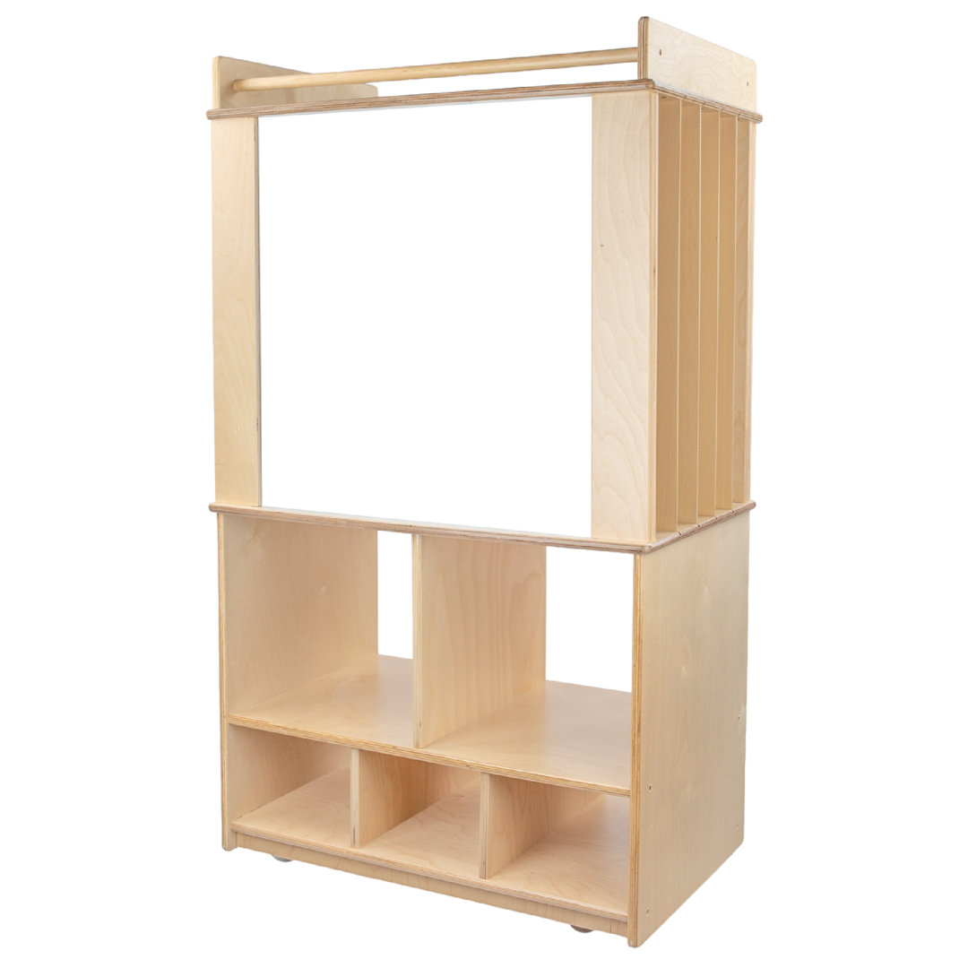 Store-It-All Portable 13 Compartment Teaching Cart with Casters Wood Designs Bin 