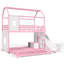 Lit superposé cabane avec glissade, échelle, guirlande lumineuse DEL, rideau et armoire de rangement, rose-1057113641-1057113647