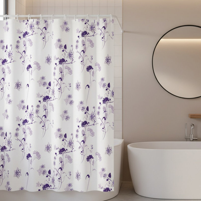 Rideau de douche 72 x 72 pouces à motif floral avec crochets, rideau de salle de bain en polyester imperméable imprimé pour plantes