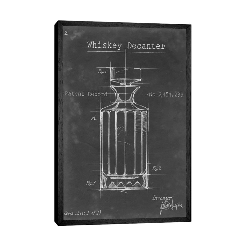 Barware Blueprint VII by Ethan Harper - Print on Canvas, 101.6 cm H x 66.04 cm W, Black Framed