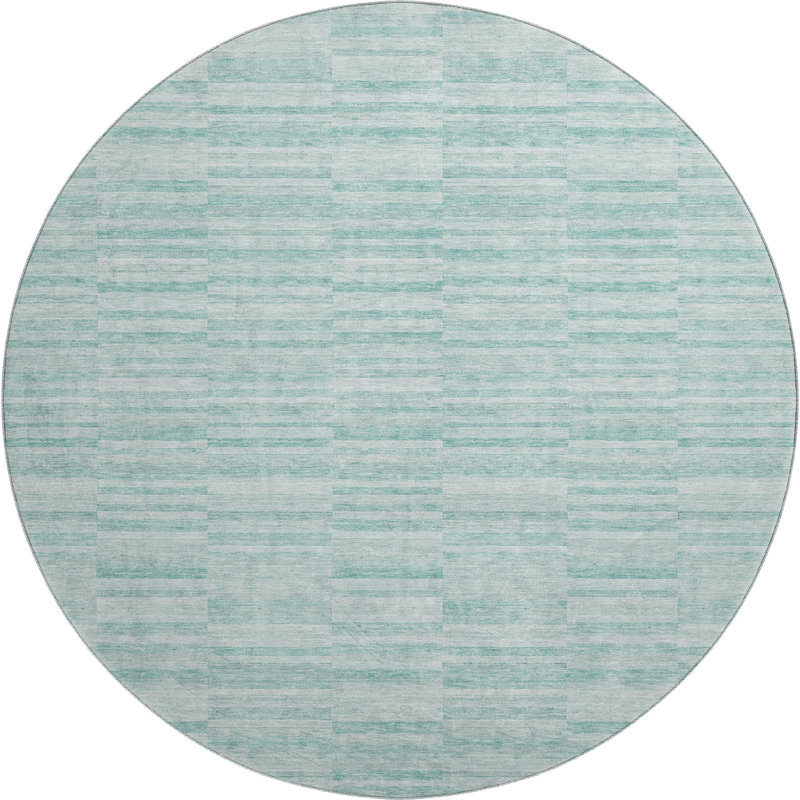 Premium Machine Washable Prisco Turquoise Rug, Round 8'