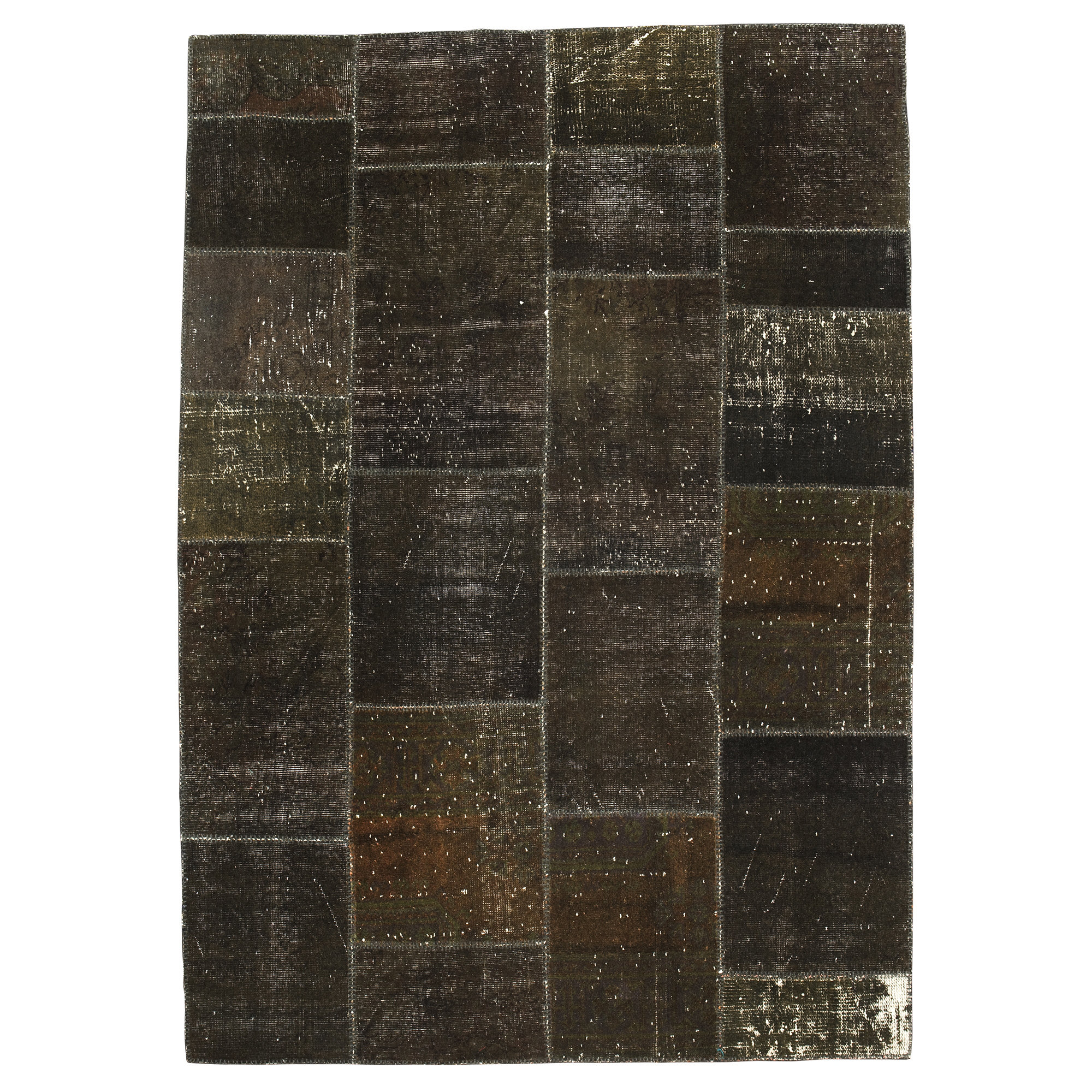 Asia Minor Carpets One-of-a-Kind Patchwork Hand-Knotted Wool Dark Gray ...