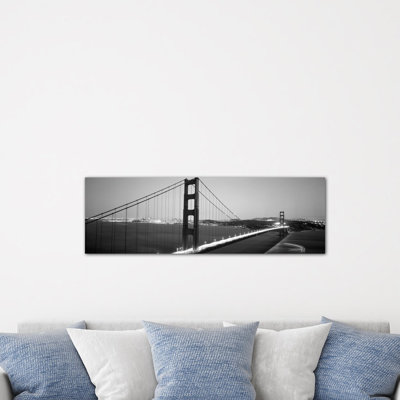 Pont panoramique illuminé la nuit, pont Golden Gate, San Francisco, Californie, États-Unis - reproduction de photo sur toile