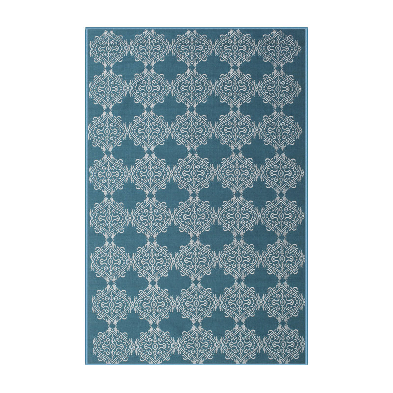 Tapis bleu à motif géométrique Eastvale, Rectangle 7 pi x 10 pi