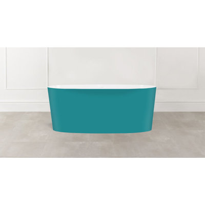 Painted Ios 59-1/2" x 31-5/8" Freestanding Soaking Bathtub In Volcanic Limestone with Overflow Hole