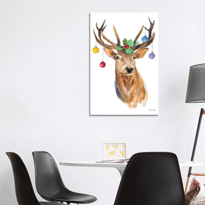 Deer With Holly And Ornaments by Lanie Loreth - Wrapped Canvas Gallery-Wrapped Canvas