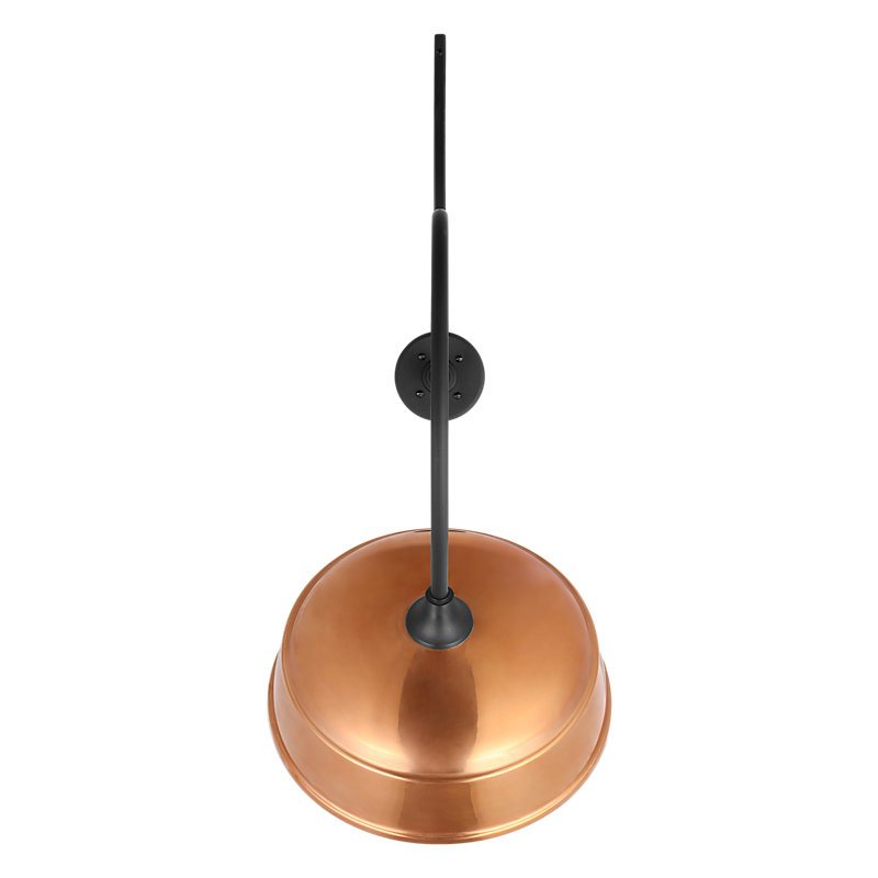 Thomas O'Brien, "Academy 26.5" Anchored Larrabee Barn Light in Matte Black with 16" Green Rockhouse Shade, Copper