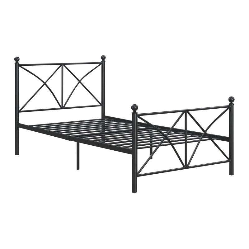 Hazarika Open-Frame Bed, Gunmetal, Twin