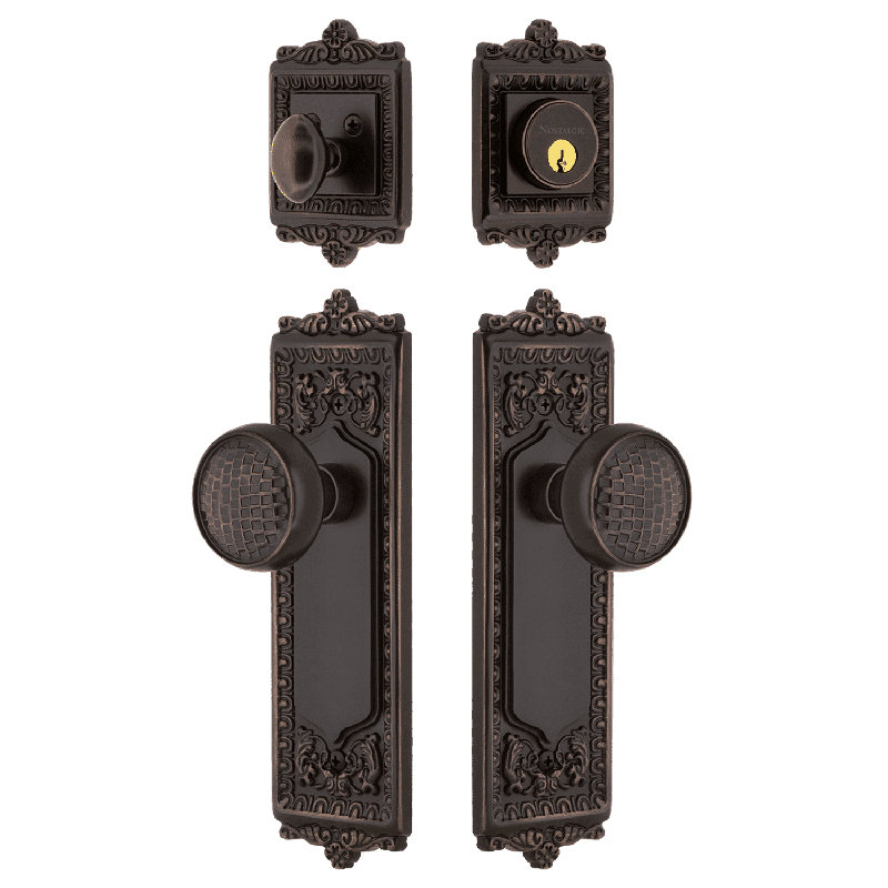 Nostalgic Warehouse Egg & Dart Entry Set with Craftsman Knob, 2.375, Timeless Bronze
