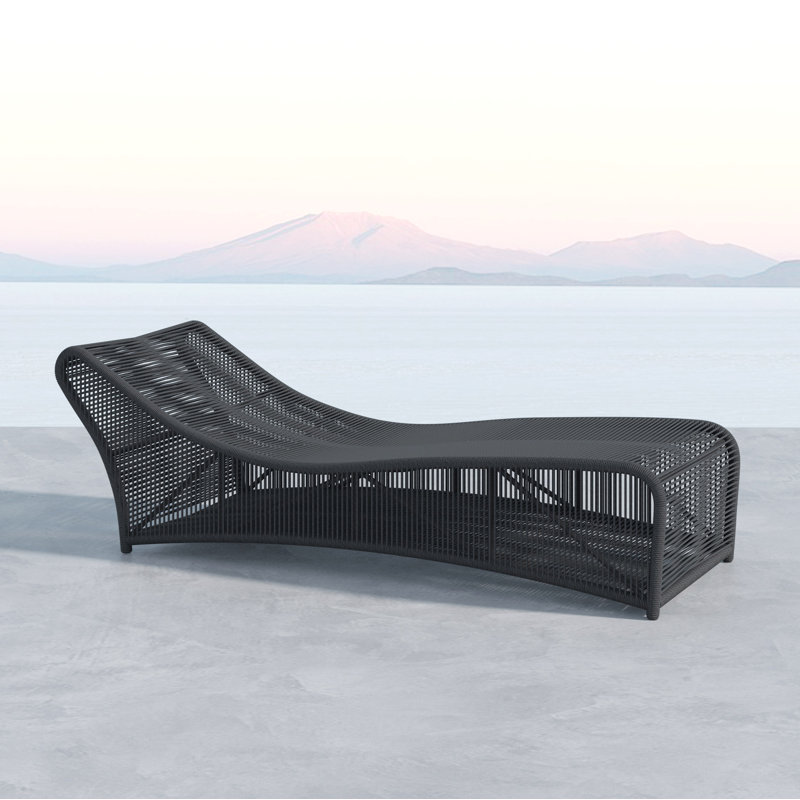 Chaise longue d'extérieur en corde d'oléfine Renfr, Noir