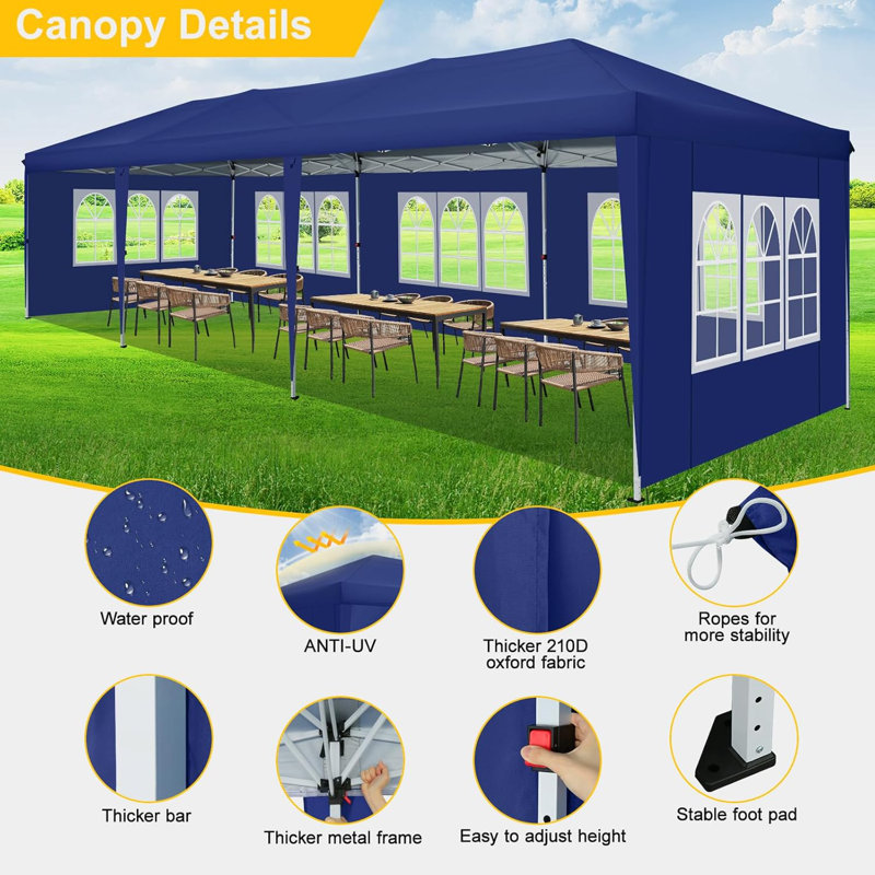 3.5m x 1m Steel Canopy, Dark blue