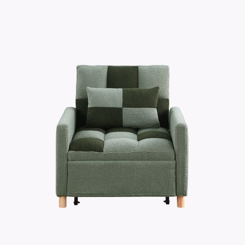 Somdath Sleeper Sofa Chair Bed Multi-Functional Sleeper Chair Upholstered Accent Chair, Green Teddy