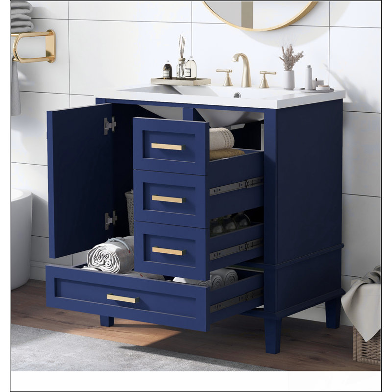 Ensemble de meuble-lavabo moderne 30 po avec meuble-lavabo 30 po, Bleu