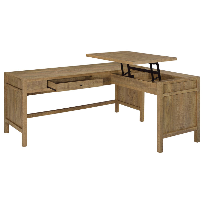 Bureau d'écriture en L à 1 tiroir avec plateau relevable Hogan Mango