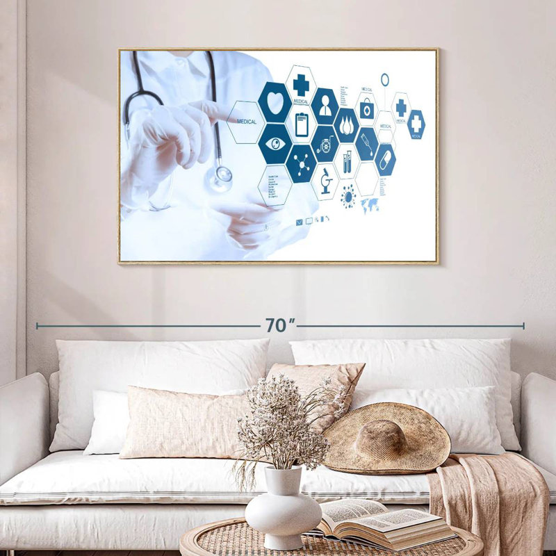 Technologie médicale avancée, 46 po x 31 po, Cadre flottant en bois naturel