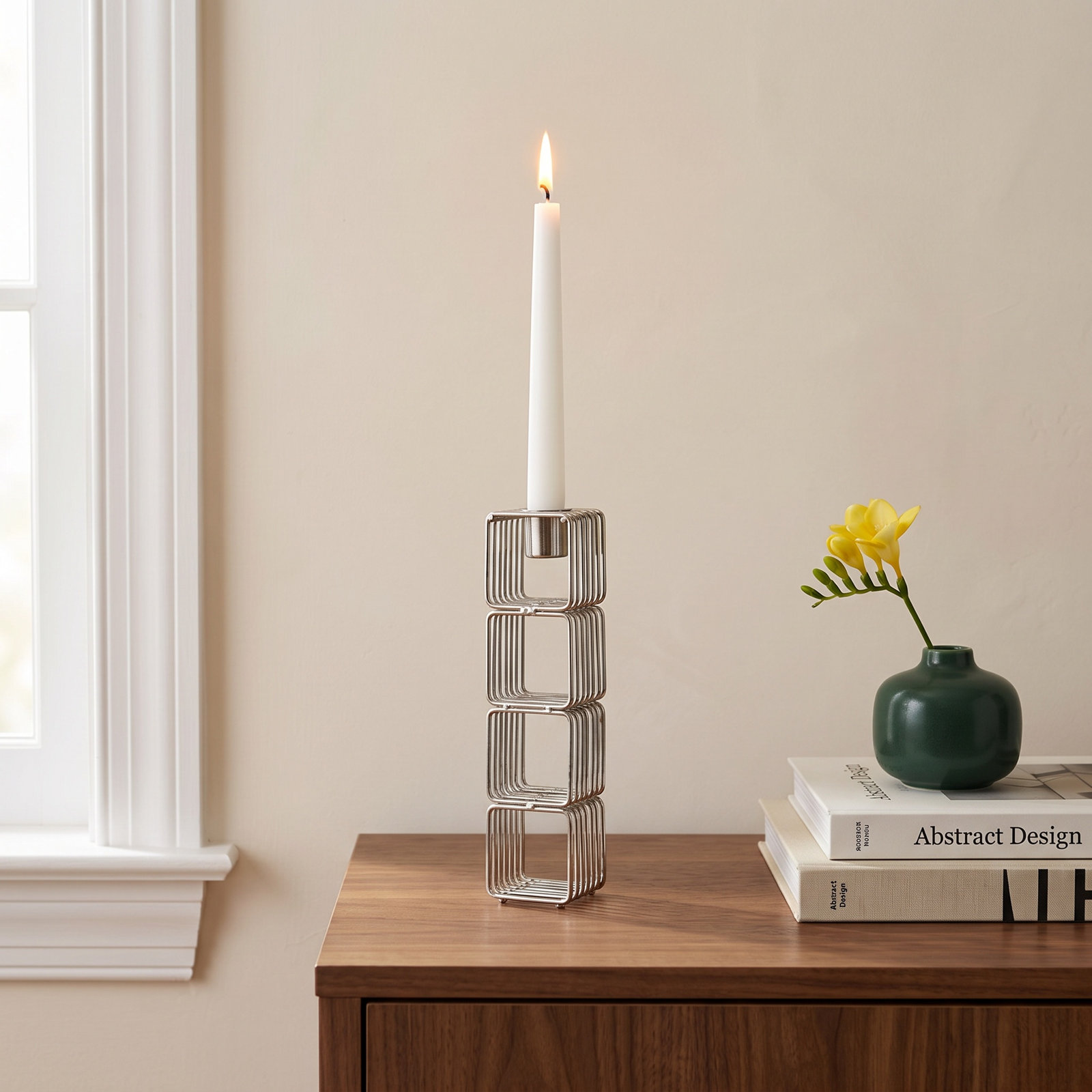 Paulding Wire Pillar Candle Holder, 8" H x 2" W x 2" D