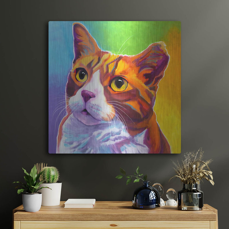 «Cat - Ernie» par Dawg Painter, art mural en métal, H 24 po x l 24 po