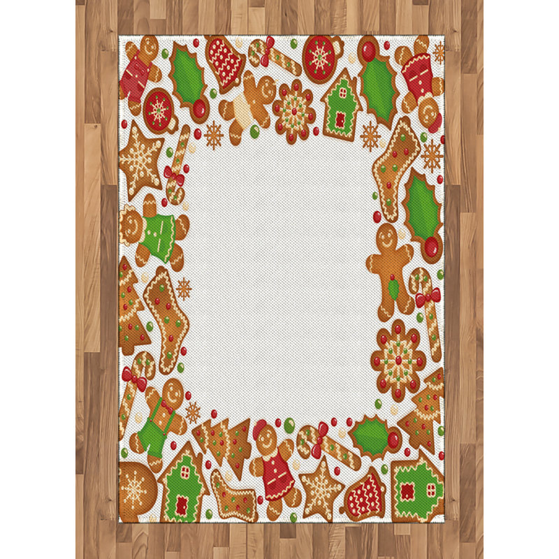 Tapis décoratif de Noël à haute densité en fibres de polyester à longs fils, Rectangle— 4 pi x 5 pi 8 po