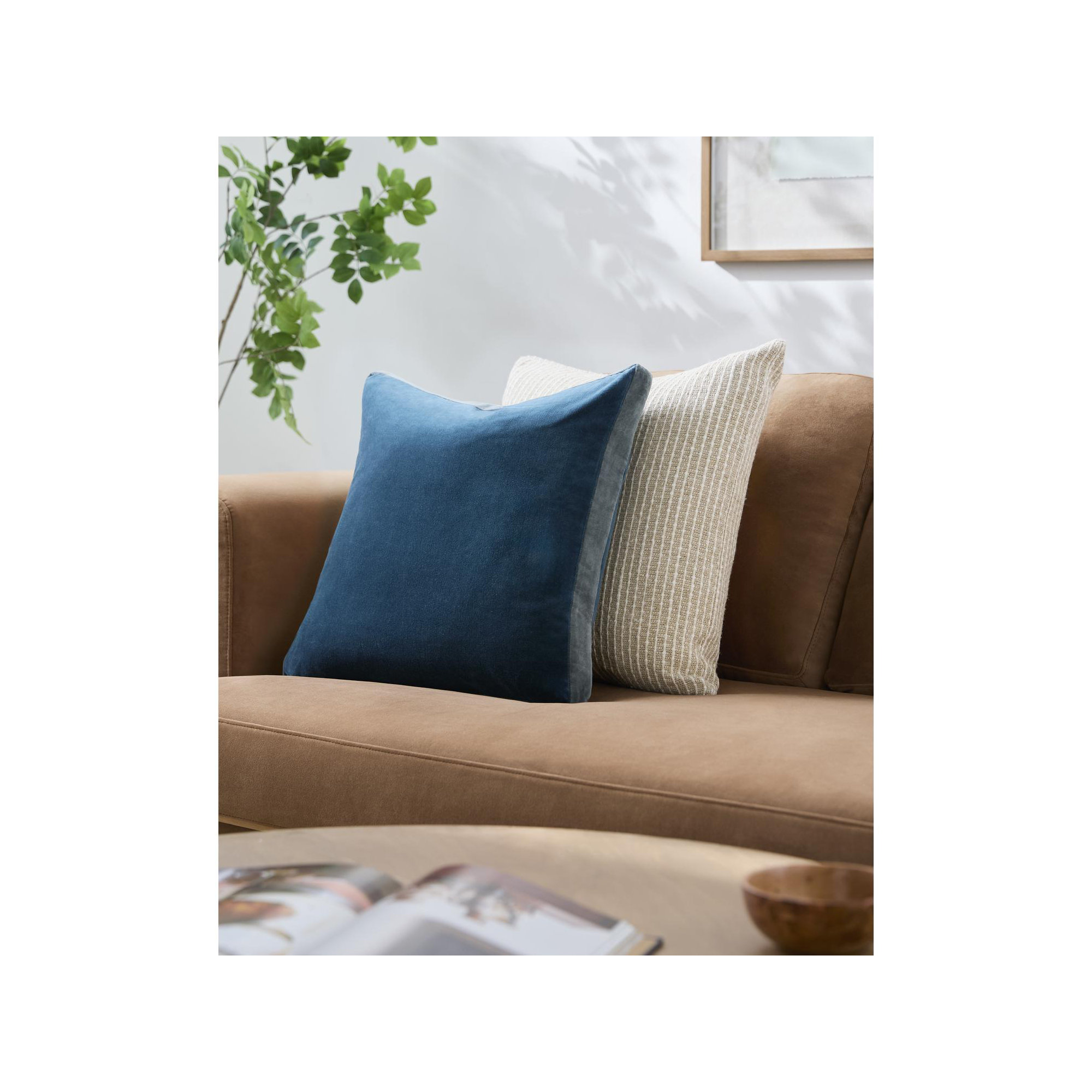  Nicholas Cotton Throw Pillow, Blue/Gray, Down, 20" x 20"