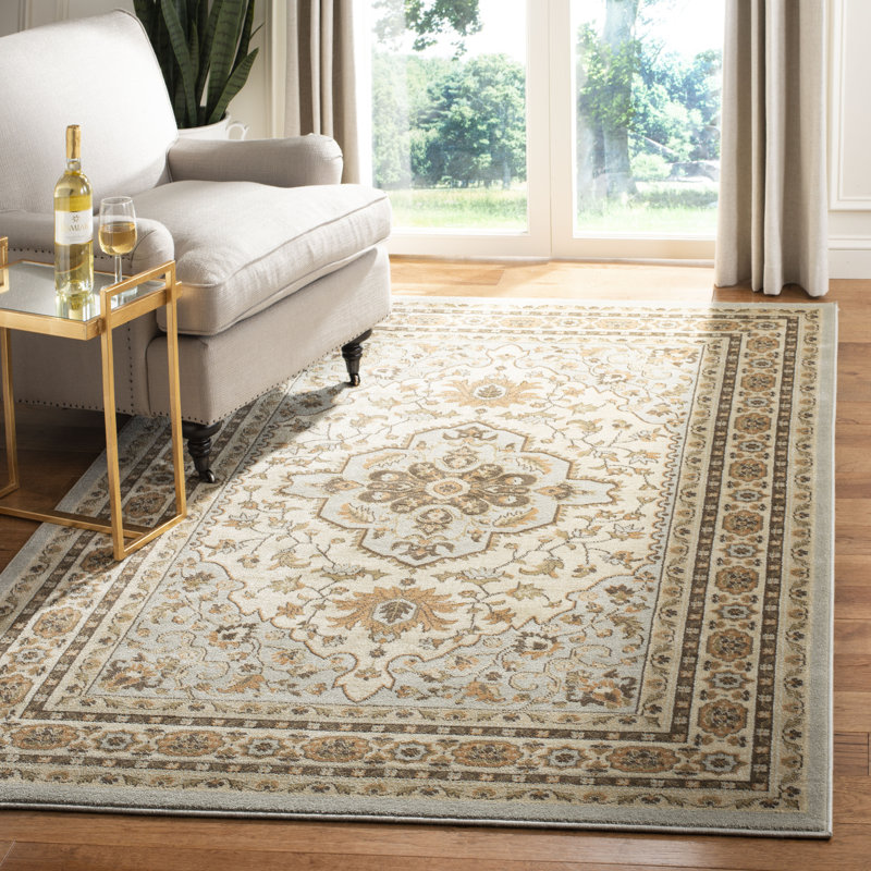 Tapis oriental gris / ivoire Lavelle, Rectangle 5 pi 1 po x 7 pi 7 po
