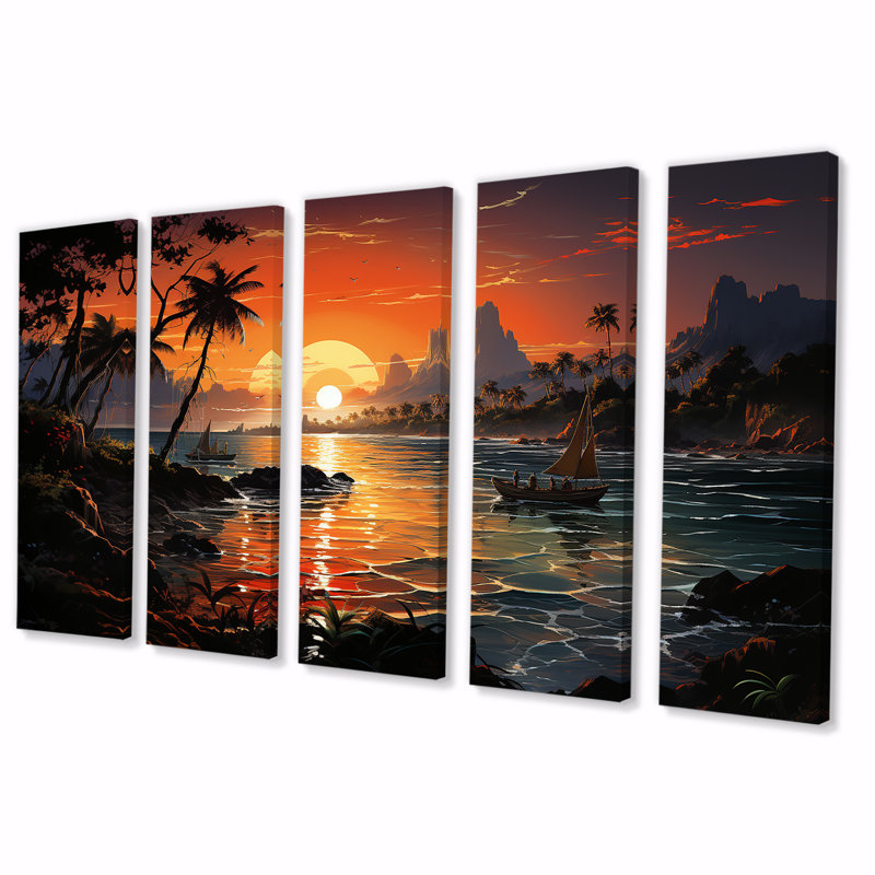 Art mural rétro 5 pièces, H 28 po x l 60 po