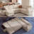 7-Seater Large Sectional Sofa Bed With Storage Ottoman & Lovescat, Chenille Modular Sleeper Sofa Set With 2 Pillows, 112" U-Shaped Convertible Couch For Living Room-1043419750