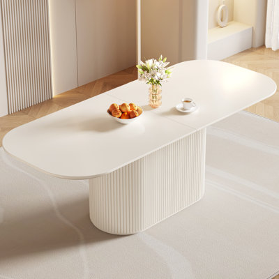 220cm Cream White Oval Dining Table