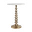 Table d'appoint Altrincham ronde en métal marbré blanc avec base sculptée Boho Glam Table d'appoint pour le salon, la chambre à coucher ou le bureau. Or 22 po.