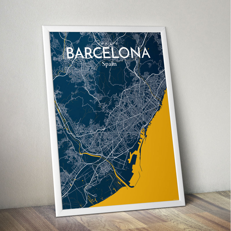 Barcelona City Map - No Frame Print, 43.2cm H x 27.9cm W x 0.13cm D