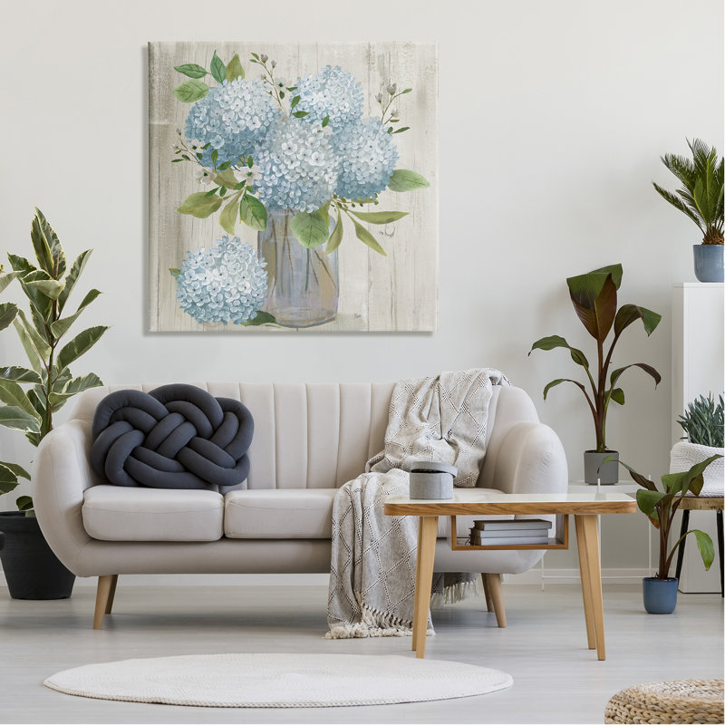 Vase d'hortensias bleus bleu par Nan, H 36 po x l 36 po x P 1,5 po