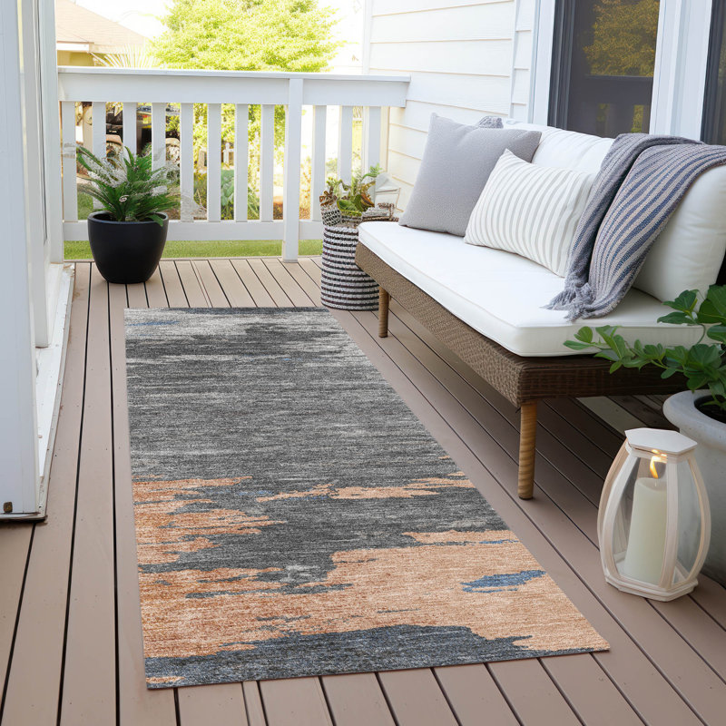 Machine Washable Indoor/Outdoor Xhevrie Paprika Rug, Runner 2'3" x 7'6"
