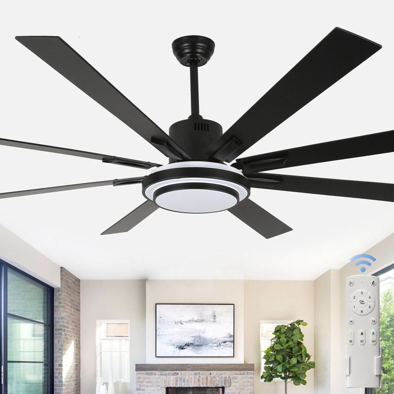 72" Windmill Large Ceiling Fan with Lights, 6 Speeds Reversible DC Motor Ceiling Fan with Remote Control for Living Room
