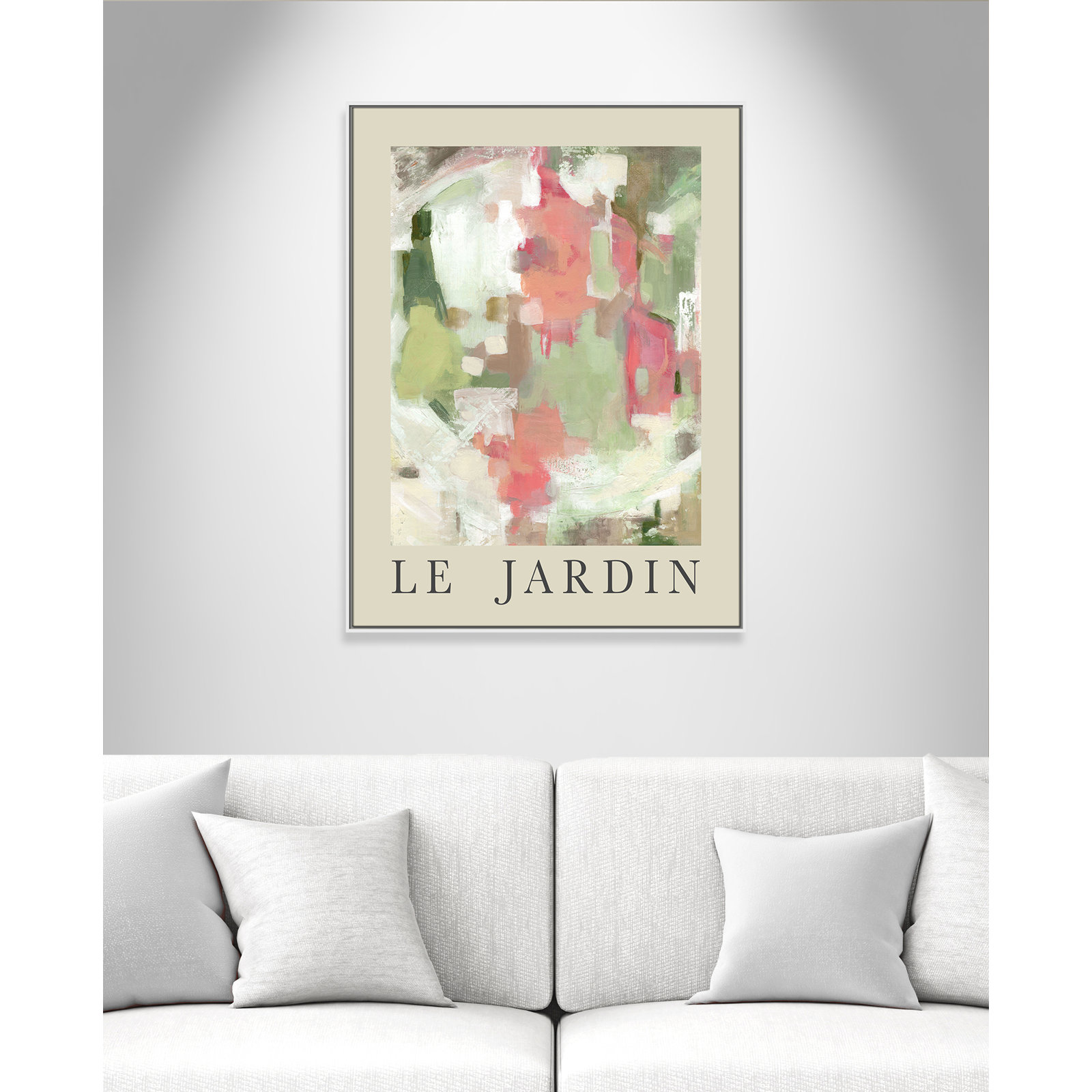 Riya "Le Jardin" Print by Carol Robinson, White Floater Frame, No, 49.5" H x 37.5" W x 2" D