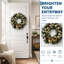 Couronne de Noël pré-illuminée de 61 cm (24 po) avec fleurs de magnolia et ornements électroplaqués, 20 lumières DEL, 8 modes d'éclairage et minuterie