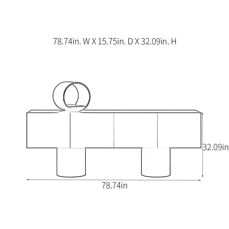 Lindell, Bourgogne, H 32,09 po x l 78,74 po x P 15,75 po