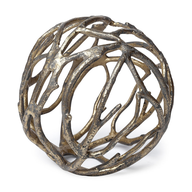 68414 -Sphaira Noir Ii (Large), 7" H x 7" W x 7" D, Gold