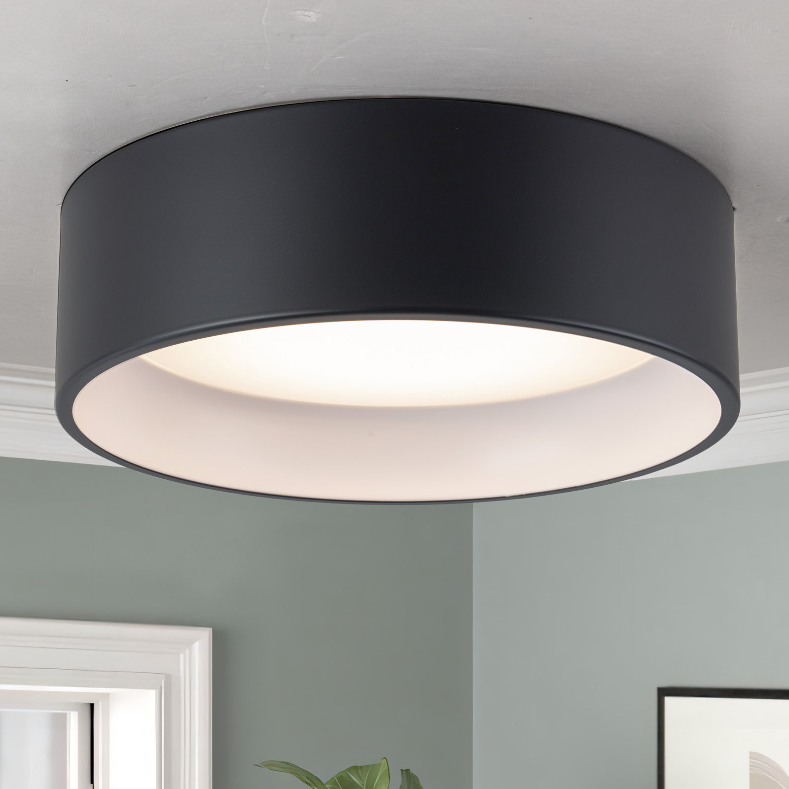 Bodine Dimmable Integrated LED Drum Flush Mount, 3.75" H x 16" W x 16" D, White