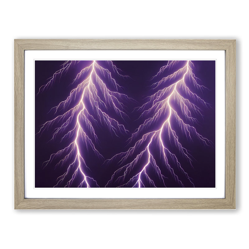 Enticing Lightning Bolts Vol.2 - Single Picture Frame Print, 46cm H x 64cm W x 2cm D, Oak 