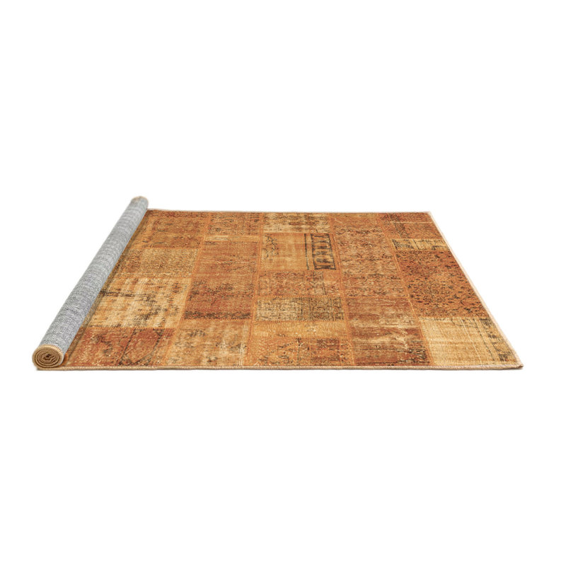 Tapis contemporains brun lavable à la machine 2637, Rond 7 pi