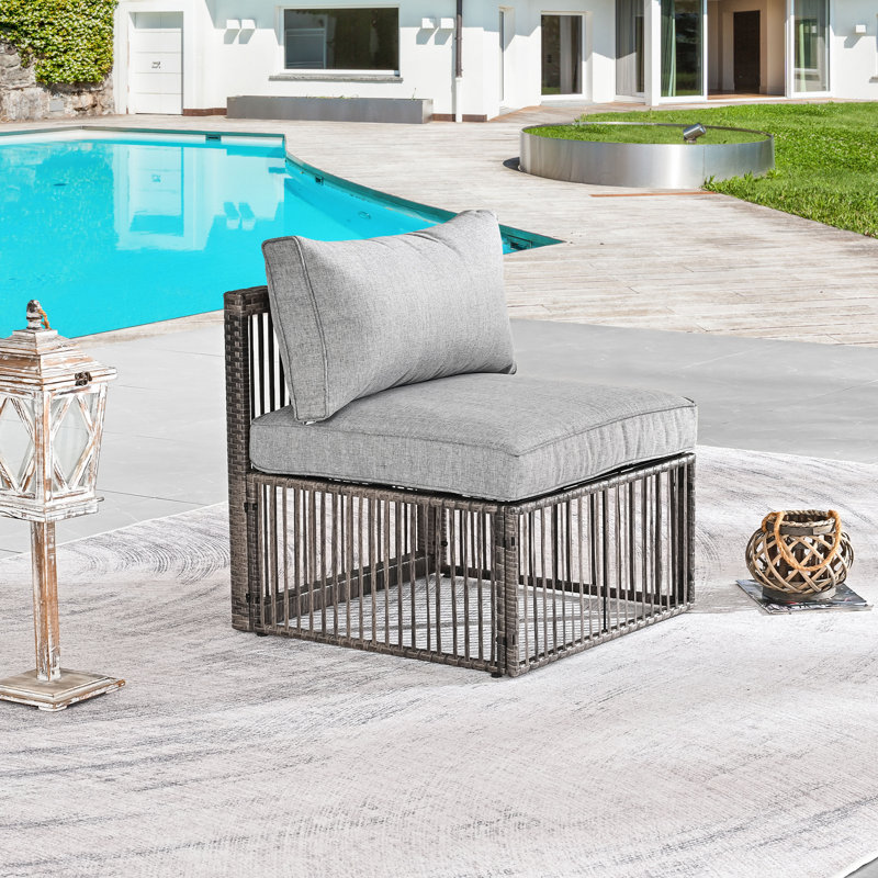 Adelfina Wicker Outdoor Armless Lounge Chair