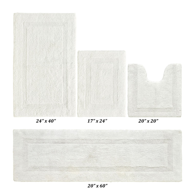Lux  Premium 2370 GSM 100% Cotton 4 Piece Bath Rug Sets, Machine Washable, Super Absorbent & Tufted Weave Reversible Bath Mat for Bathroom, Shower, and Tub, Oeko-Tex Certified Bathroom Rugs, Ivory