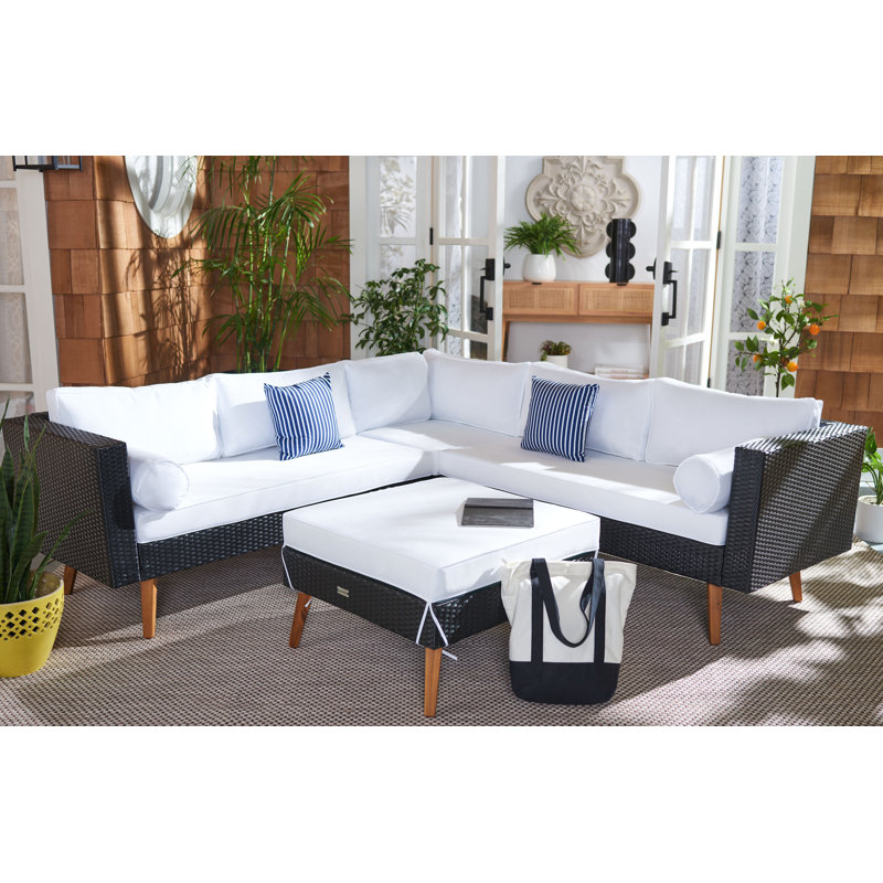 Ensemble de conversation modulaire avec coussins 4 pièces Chicago, Noir